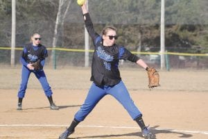 One of the Vikings’ new pitchers this year is Abby Prom. Abby, a junior, pitched against the Silver Bay Mariners and performed well on the mound. Ella Sporn is in the background playing second base.