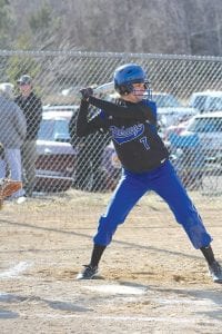 Showing good form, junior Hanna Borson waits for a pitch. Hanna is a strong outfielder for the Vikings.