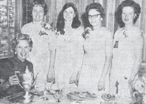 Speakers at Bethlehem Lutheran Church’s Mother-Daughter Tea on May 13, 1967 included, standing from left, Mrs. Joseph Nystuen, Linda From, Mrs. Ray From and Mrs. Wayne Anderson. They were served by Mrs. Wilton H. Zinn, seated. The annual Mother’s Day event also featured a performance by the Children’s Choir.