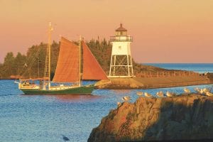 With the gulls looking on, North House Folk School’s schooner, Hjordis, sails out of the harbor on a sightseeing adventure. With an abundance of natural beauty, a bounty of good shops, restaurants that pique the taste buds with their somewhat unusual fare, art galleries and walking trails, it’s not hard to understand why Grand Marais was voted “Best Midwestern Town” over 19 other contestants who were vying for the honor.