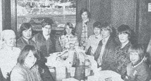 The efforts of Cook County High School math students earned them a free meal at Kentucky Fried Chicken – compliments of the high school mathematics department. The 12 students were the top scorers from grades 7-12 in the locally administered National Math Contest. Shown in this March 25, 1976 photo are, from left, Daryl Carpenter, Ann Simons, Ken Wisneski, Hans Hall, Nina Rannetsberger, Mike Gervais, Dave Parry, Greg Savonen, Chuck Viren and Tim Goettl. Missing from photo are Tom Viren and Don Wisneski.