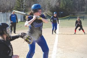 With a Viking runner on third, Harleigh Lindquist got set to smack the ball in her turn at bat in a recent home game.