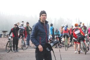 Race Director Jeremy Kershaw looked a little tense at the start of the LeGrand du Nord bike race. Not to worry though, the race came off without a hitch. One of the highlights was Bill Lane’s 47th place in the 50-mile race. (Bill was missed in last week’s results).