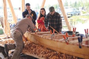 The Build a Boat project for was one of the highlights of the Wooden Boat Show. Craftsmen worked on the boat as visitors watched in earnest.