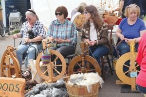 Northwoods Fiber Guild members put on a demonstration at the Wooden Boat Show that drew a nice crowd of interested onlookers.