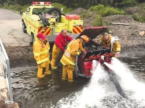 The Hovland Fire Department has a new water tender. The crew spent the evening hooking up to the water tender to review operational setup and pumping. A water tender, also known as a tanker in some regions, is a specialized firefighting apparatus designed for transporting water from a water source to a fire scene. Water tenders are capable of drafting water from a stream, lake or hydrant.