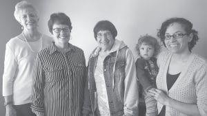 Pictured are some of the Flower Show planning committee (L-R): Nancy Strayer, Renee’ Larsen and co-chairs Marcia Latz and Monica Anderson with her daughter, Edith. Not pictured: Gwen Lenz.