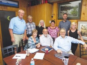 A group of business-minded people met with U.S. Senator Al Franken at Java Moose last Sunday at about 4 p.m. In front, L-R: Kimber Wraalstad, Jim Boyd and Senator Al Franken. In back, L-R: Howard Hedstrom, Dennis Rysdahl, Jan Sivertson, Mary Somnis, Steve Surbaugh and Sarah Hallberg.