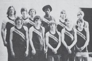 As Cook County High School’s 1974 track season opened on April 5, members of the team took time to pose for this photo. Shown, front row from left, are John Hennessy, Brian Larsen, Rod Dockan, Kevin Linnell and Don Larsen; in back are Clint Helmerson, Guy Scheffler, Rolf Morck, Jim Garrett, Guy Nelson and Ron Gervais. This year's cross country team kicks off its season with a meet on August 30th at Pincushion Mountain.