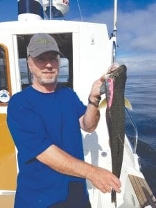 Left: Ray Zickrick, Grand Marais, caught this nice looking lake trout on Lake Superior fishing just off shore from Taconite Beach. Zickrick caught this beauty on a Beaver Flick spoon made and sold at the Beaver House.