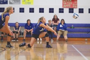 Reilly Wahlers bumped the ball to her front line with Meredith Sutton waiting in the wings to pick up a possible miss-hit.