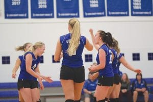 The Vikings celebrate a they come out onto the floor to get ready for a game. Both Carlton and the Vikings are 4-0 in Polar League conference play. The Vikings will play Carlton at home on Friday, October 6 at 6:30 p.m.