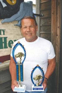 Larry Deschampe had a very good day at the annual Grand Portage Lodge and Casino Custom Car Show held Saturday, September 23. The Grand Portage native won two trophies for his 1973 Volkswagen Beetle. Larry said he has spent years working on it, and now that he’s semi-retired, he finally completed work on the car. All told there were 92 cars at the show, a great turnout, noted Deschampe.