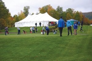 While some golfers went to the big white tent to get lunch other participants in the annual North Shore Health Care Foundation Golf Scramble worked on their putting. This year more than $30,000 was raised for the North Shore Health Care Foundation through this event. NSHCF donates the money back to the community in the form of grants to area health care providers. All told 128 golfers played on Saturday and 64 played on Sunday in a more competitive event.