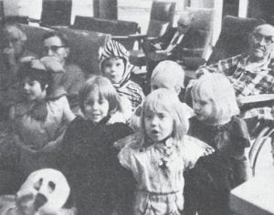 Students at the North Shore Children’s House (Montessori pre-school) held their annual Halloween party on Oct. 30, 1976, which included a visit to the North Shore Nursing Home in Grand Marais where they sang their Halloween songs for the residents. Residents of the nursing home were also treated to piano music performed by the 21 students of Ruby Bade Carlson, local piano instructor.