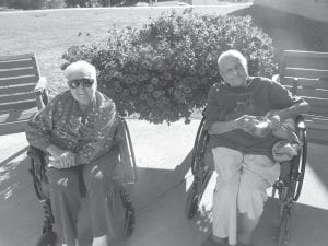 Bernice Legarde and Audrey Pollock are pictured here enjoying one last late October afternoon on the patio.