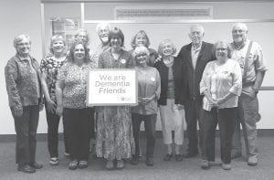 Care Partners has been offering a series of classes about dementia in the county, with more courses to come. This group above is part of Dementia Friends, they have been learning about this debilitating disease(s) and what to do to help those afflicted with dementia. From L-R: Polly Erickson, Kim Nelson, Yafa Napadensky, Rebecca Wiinanen, Bob Shannon, Kay Grindland, Annette McEnelly, Sharlene Le Tourneau (front), Evelyn and Duncan McDonald, Nancy and Marland Hanson.