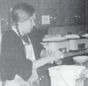 Alicia Deschene was one of many workers who helped prepare the annual Thanksgiving Day meal at First Congregational United Church of Christ in Grand Marais in November 2000. The event was advertised as “No charge—no sermon—just good company and great food!” This year’s meal will be served at 1 p.m. Thanksgiving Day, Nov. 23. And as always, there is no charge (and great food) for the traditional feast.