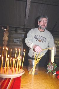 David Lovaas drove from the Iron Range to participate in the “Light Up A Life” event held at the Johnson Heritage Post last week. Participants recounted memories of their friends, spouses, and children who touched them deeply before lighting a candle in their memory. David lit a candle for his father Kenny, who died at age 88 this fall.