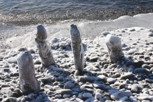 Extreme cold, big winds that push waves far up on the beach, when combined with sunshine create interesting pictures that can be taken all along the shore. These photos were snapped in the Grand Marais Recreation Park Wednesday, Dec. 27 on the beach nearest to the tent camping.