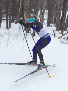 Working hard, Malin Anderson powers through the poling phase as she attempts to gain speed in the cross country ski race held at Procter on January 2. The Vikings have teamed up with Two Harbors to form a cross country ski team this season, and many of the participants are new to the sport.