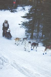 Wearing bib number 10, Keith Aili brings his team into the Grand Portage checkpoint, which was the halfway point of the 2018 John Beargrease sled dog marathon. Aili, a previous winner, had to scratch in this year’s race and didn’t finish.