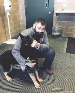 Originally from Slovakia, Cook County’s newest deputy, Eddy, a street smart canine, will start work after he completes a 14-week training with his handler, Paul Spry, who is pictured here with him. Eddy will assist on search and rescue missions as well as work on drug busts.