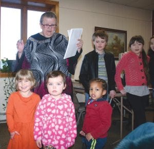 Cook County Senior Center Director Bev Green handed out a lot of 1st & 2nd Thrift Store checks last Friday, but no recipients were cuter than the three kids from Great Expectations daycare. Accepting a check for $3,850 for the Great Expectations Foundation were, from L-R: Quinn Johnson, Adalyn Plummer, and Anson Travis.