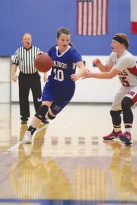 Abbie Crawford (10) makes a nice move around her Rebel defender as she cuts for the basket. Crawford has battled illness for much of the season but is rebounding to health at just the right time for the Section 7 playoffs to begin. Crawford scored 8 points in the game against MLWR.