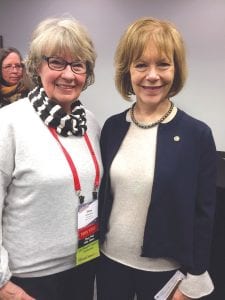 Cook County Commissioner Ginny Storlie (left) met with new Minnesota U.S. Senator Tina Smith (DFL) at one of the various conferences she recently attended in St. Paul and in Washington, D.C. Storlie, who is the board chair of the commissioners, spent a week traveling about the state and D.C. lobbying for Cook County. Topics included health care, the opioid crisis, PILT, affordable housing and other items important to running a county.