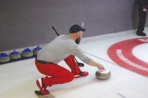 Throwing lead for the Bob Hedstrom team at the Charles J. Futterer Memorial Bonspiel held last weekend was the brightly dressed Brian Undehaun. The article about the tournament is on B7.