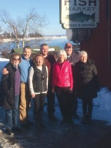 Many were on hand to help celebrate the handoff of the Dockside Property to the North House Folk School. Pictured left to right – Jane Alexander (NHFS board), Greg Wright, Shele Toftey, Harley Toftey, Nancy Burns (NHFS board president), Mike Prom (NHFS board), and Kathy Rice (NHFS board).