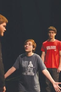 Nina Woerheide rehearses a scene for 13th Annual Theater Sports.