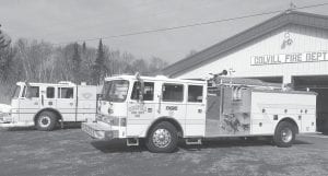 The 12-member volunteer Colvill Fire Department has two pumper trucks ready to respond to fires or other emergencies if called upon.