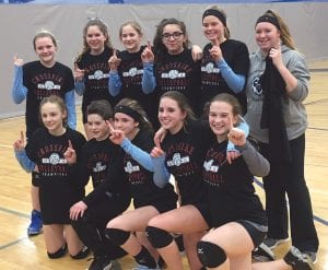 The Champlin Crossfire 14U tournament winners were the North Shore Yetis who are shown wearing their champion T-shirts. Starting in front L-R: Rae Ann Silence, Weston Heeren (team manager), Molly LaVigne, Charlet Waver, and Amy Carpenter. Not pictured: North Shore Yeti club manager Paul Sporn.Back row L-R: Sadie Wilson, Anna Heeren, Morgan Starkey, Christianna Mendivil, Ella Sporn, and Coach Marlene Wester.