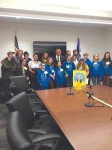 Youth health advocates from Ely, Grand Marais, Hermantown, Lutsen and Two Harbors meet with Sen. Bakk at the State Capitol March 22. The kids were there to urge Sen. Bakk and other state politicians to pass Tobacco 21, a law that would raise the age from 18 to 21 for those who wish to purchase tobacco products in Minnesota. The kids also urged the state to fund cessation and tobacco prevention programs.