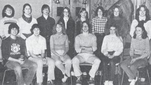 The National Honor Society at Cook County High School welcomed seven new members before posing for this March 1, 1979 photo. Honor Society members, seated from left, are Nils LaVine, Tom Smith, Sherrie Swanson, Jay Anderson, Jennifer Bushman and Sue Lueth. In back (from left) are Lisa Savonen, Jane Howard, Greg Smith, Sue Bargabus, Karin Eliasen, Nina Hart, Sue Tice and Ruthanne Hedstrom. Members of the Honor Society were selected by a committee of faculty members based on scholarship, leadership, character and service.