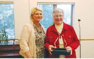 John Schloot received the Dolly Johnson Friend of Emergency Services Award from Valerie Marasco. Not pictured, Rose Schloot.