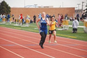 Finishing strong in the race is Lucy Callender. Callender threw the discus at the Denfeld meet, placing 12th out of a field of about 40 contestants.