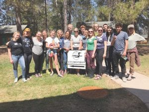 Here are the members of the champion Viking Envirothon squad. From L to R: Sylvia Berka, Chloe Blackburn, Abby Prom, Maya McHugh, Hazel Oberholtzer, Ellen Callender, Louise Ramberg, Lucy Callender, Robin Henrikson, Amelia Roth, Aurora Schelmeske, Ladin Kivircik, Doran Acero, Claire LaVigne. Back row L-R: Andy Kern, Leif Anderson, Henry DeArruda-Wharton, and Will Surbaugh.