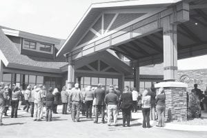 About 200 people gathered to take part in the rededication of the newly refurbished hospital and care center on Thursday, May 17. The $24.5 million project took about 2-1/2 years to complete as the office workers, nurses, lab workers, and care center residents moved from old space to new space as wings were closed off to be redone. All in all, it took a lot of patience for all involved, but the new facility looks great, inside and outside.