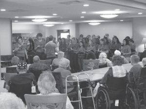 The Matins Choir, a 64-member Christian youth choir from Des Moines, Iowa took time out in their busy tour to sing for the residents at the Care Center on June 12.